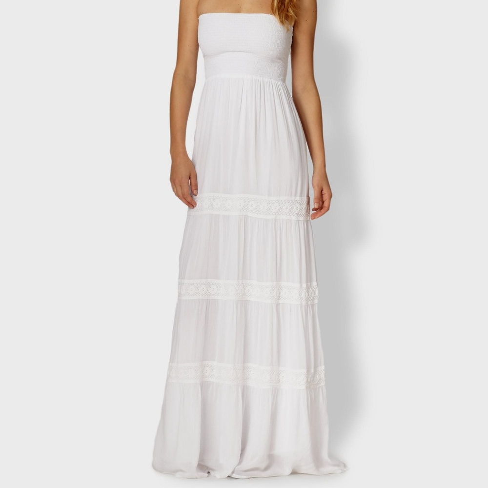White strapless maxi dress
